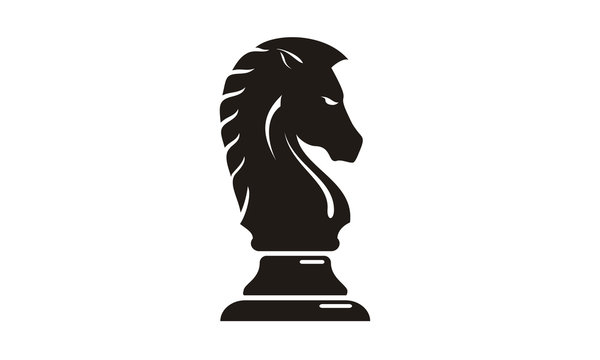 Black Chess Knight Horse silhouette logo design 