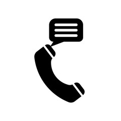 Talking by phone auricular symbol with speech bubble icon isolated on white background