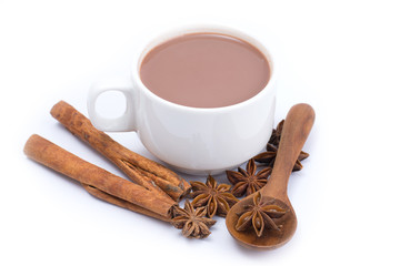 Cup of hot cocoa isolated on white background