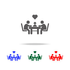 family sitting at a table with love and hearts icon. Elements of family multi colored icons. Premium quality graphic design icon