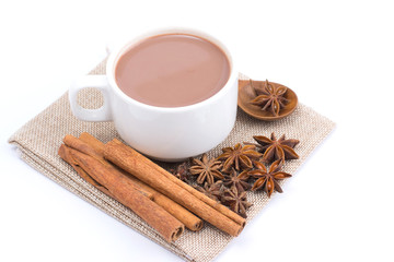 Cup of hot cocoa isolated on white background