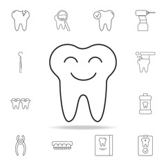 Smiling tooth icon. Detailed set of dental outline line icons. Premium quality graphic design icon. One of the collection icons for websites, web design, mobile app