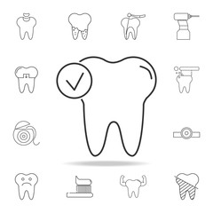 Check tooth icon. Detailed set of dental outline line icons. Premium quality graphic design icon. One of the collection icons for websites, web design, mobile app