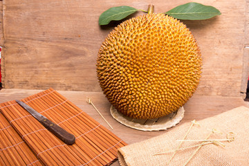 Jackfruit  on wood background