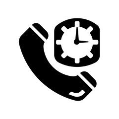 Phone auricular and clock delivery symbol icon isolated on white background