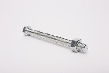 Bolt and nut on a white background