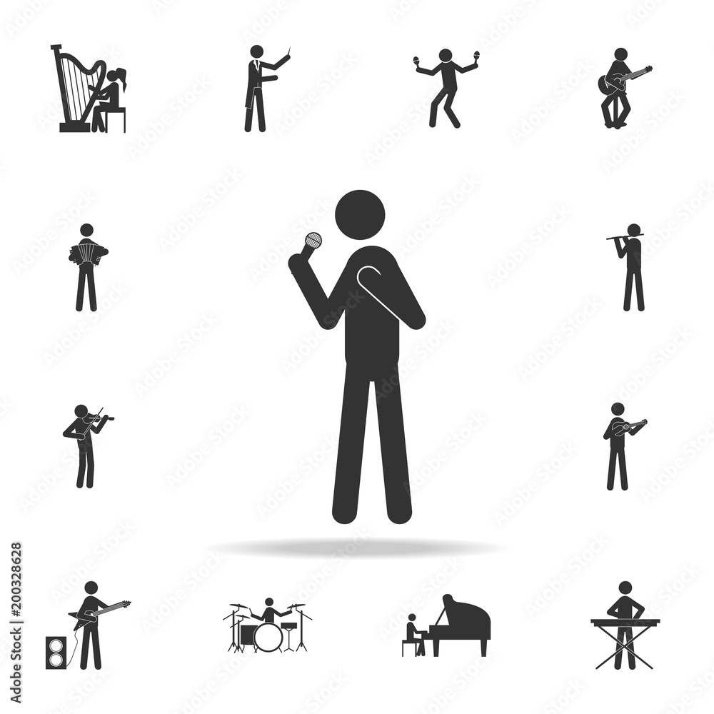 Poster singer with microphone icon. detailed set of music icons. premium quality graphic design. one of the