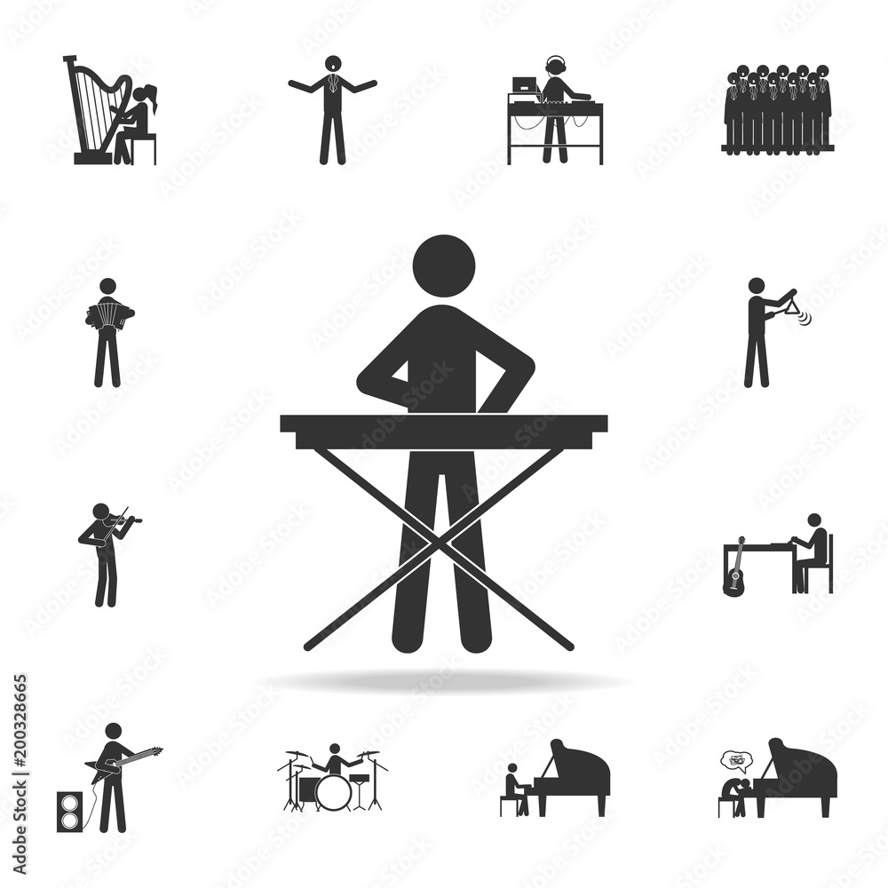 Aufkleber musician playing synthesizer icon.. detailed set of music icons. premium quality graphic design. one