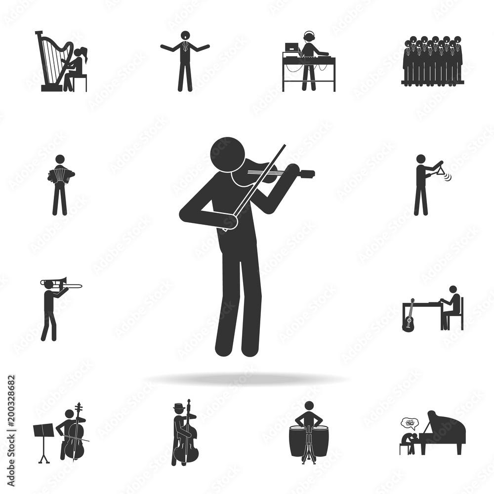 Poster man plays on violin icon. detailed set of music icons. premium quality graphic design. one of the co