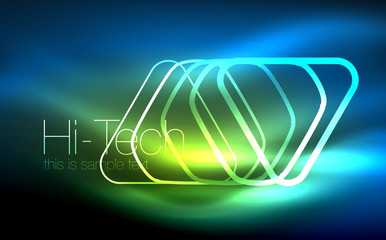 Glowing vector triangle geometric shapes in dark space