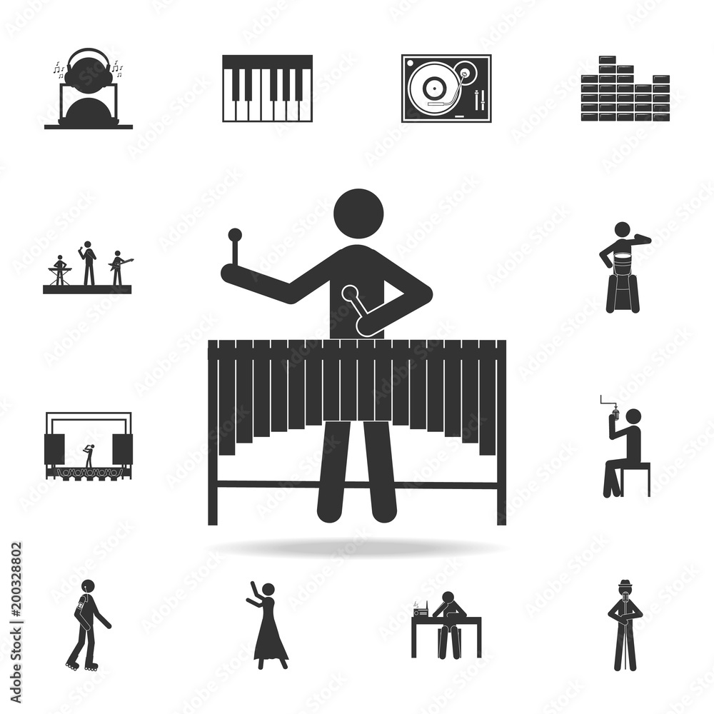 Poster `vibraphone marimba player icon. detailed set of music icons. premium quality graphic design. one of