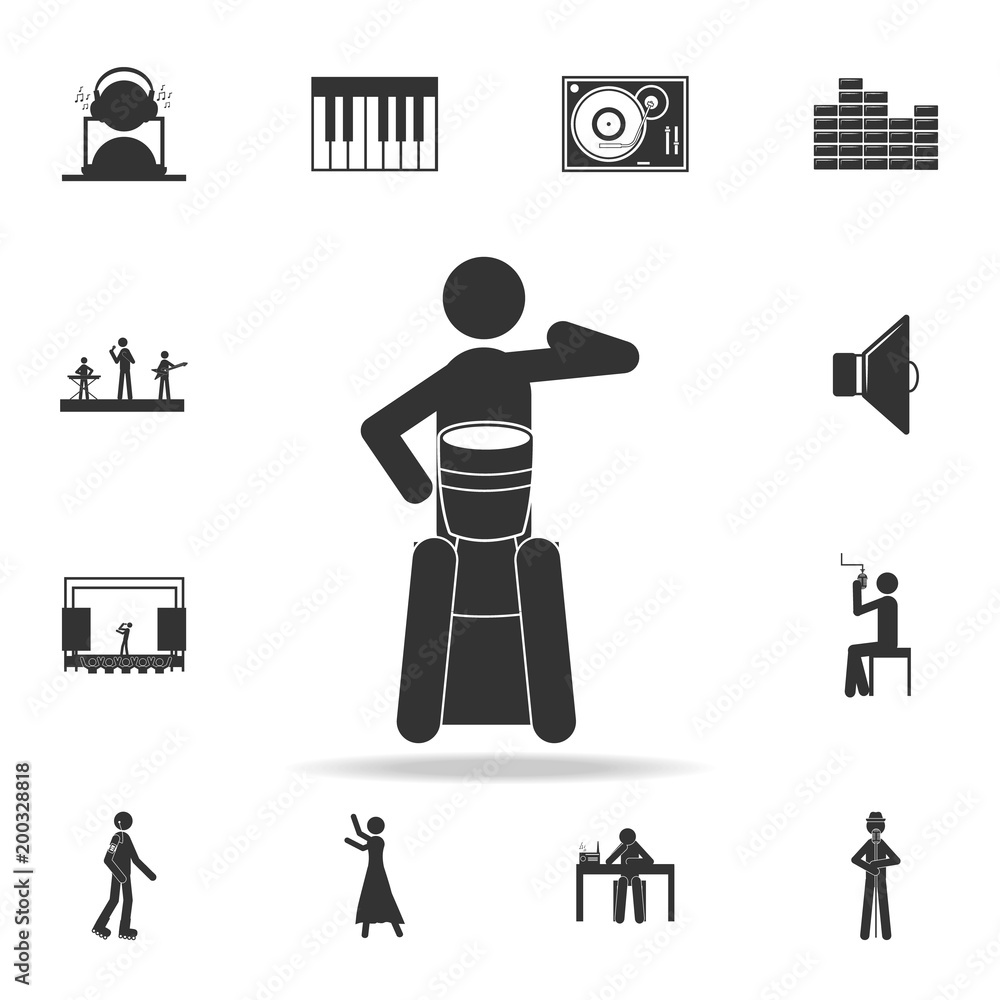Poster man playing djembe icon. detailed set of music icons. premium quality graphic design. one of the col
