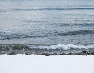 冬　海　波　雪　素材