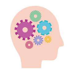 head profile human with gears