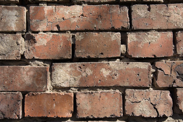 Close-up background of an old brick wall