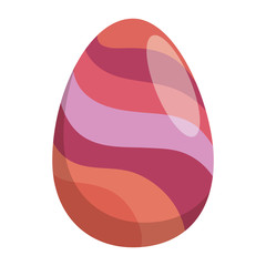 painted easter egg with lines celebration icon vector illustration design