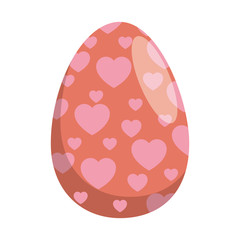 painted easter egg with hearts celebration icon vector illustration design