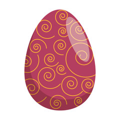 painted easter egg with spiral lines celebration vector illustration design