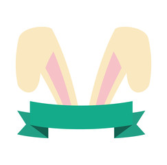 rabbit ears with ribbon easter celebration vector illustration design