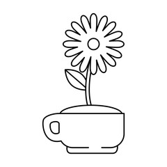 beautiful flowers in pot decorative vector illustration design