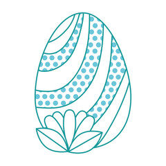 painted easter egg with lines and leafs vector illustration design