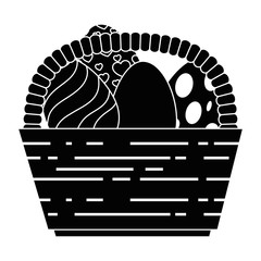 painted easter eggs in basket celebration vector illustration design