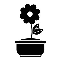 beautiful flowers in pot decorative vector illustration design