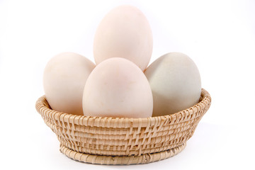 Eggs in the basket Isolated on White Background