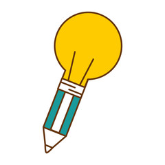 bulb light idea with pencil vector illustration design