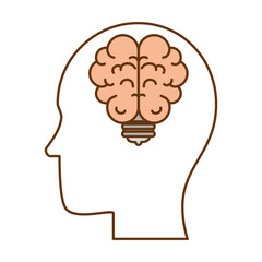 human profile with bulb and brain vector illustration design