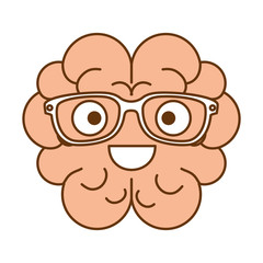 brain with glasses kawaii character vector illustration design