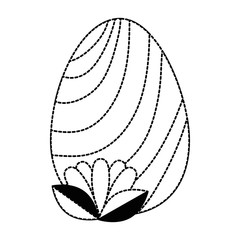 painted easter egg with lines and leafs vector illustration design