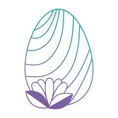 painted easter egg with lines and leafs vector illustration design