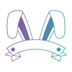 rabbit ears with ribbon easter celebration vector illustration design