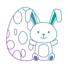 painted easter egg with rabbit celebration icon vector illustration design