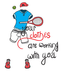sportswear for tennis players,vector image, flat design,Sports Equipment
