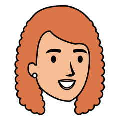 beautiful and young woman head character vector illustration design