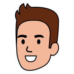 young man head avatar character vector illustration design