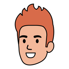 young man head avatar character vector illustration design