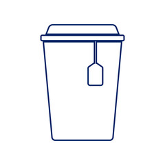 Cup with tea sign. Vector. Royal blue linear icon at white background. Thick external and thin internal paths.. Illustration.