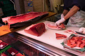 東京築地市場　マグロの解体