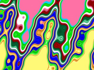 Colors, shapes and forms, abstract background in pink, blue, red hues and colors