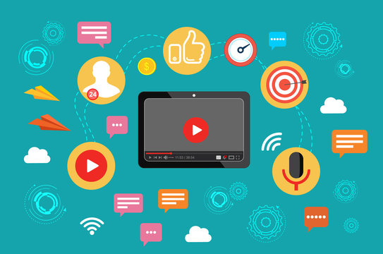 Video. Video broadcast. The concept of video marketing. 