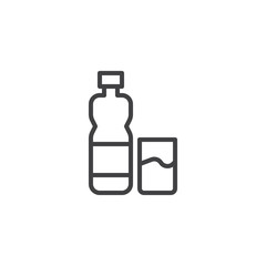 Water bottle and glass outline icon. linear style sign for mobile concept and web design. Fresh drink simple line vector icon. Symbol, logo illustration. Pixel perfect vector graphics