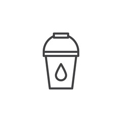 Bucket with water drop outline icon. linear style sign for mobile concept and web design. Pail line vector icon. Symbol, logo illustration. Pixel perfect vector graphics