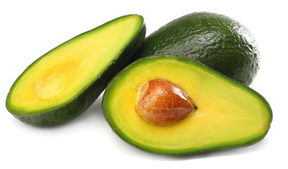 healthy food. sliced avocado isolated on white background.