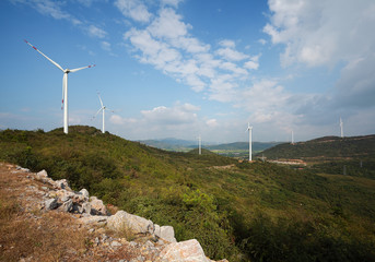 Fototapeta na wymiar Eco-environmentally power generation of power turbines of green energy