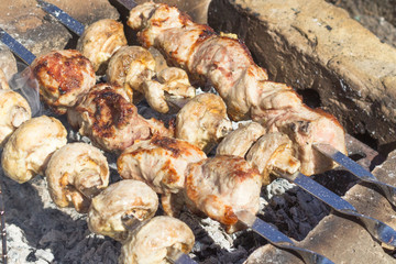 Meat dish on an open fire