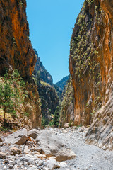 Hiking trail in Samaria Gorge in Central Crete, Greece