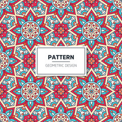 Fototapeta na wymiar Ethnic floral seamless pattern with mandalas
